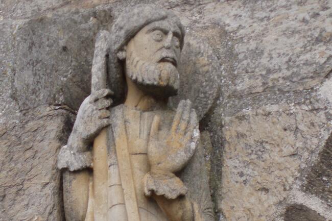 Santiago als pelgrim (Kerk Santa Marta de Tera, Spanje) 